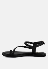 stallone black braided flat sandals#color_black