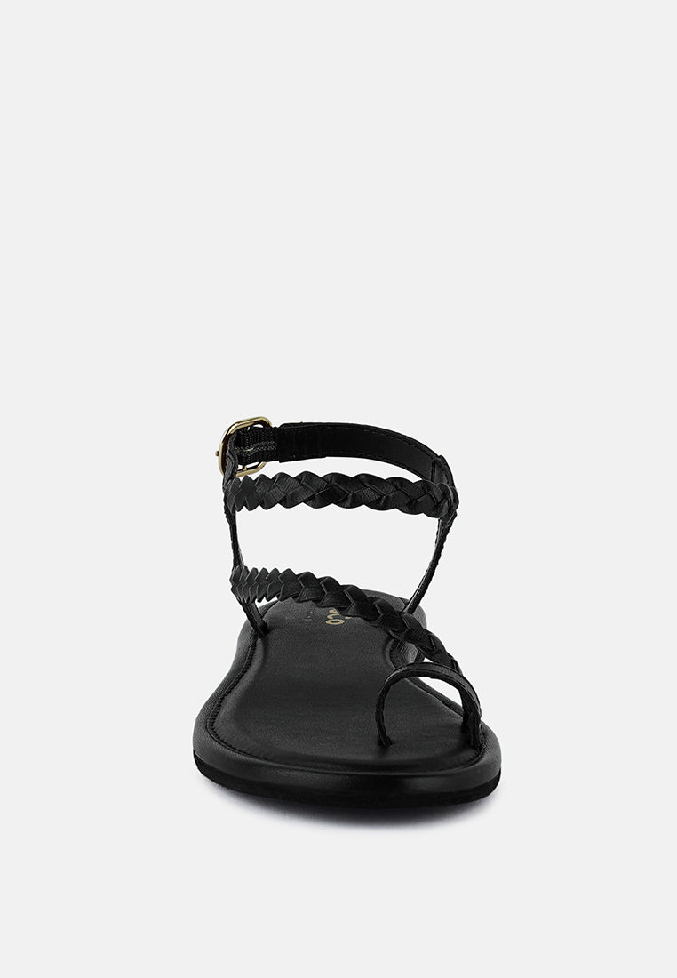 stallone black braided flat sandals#color_black