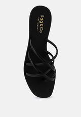 sweetin black strappy flat slip on sandals#color_black