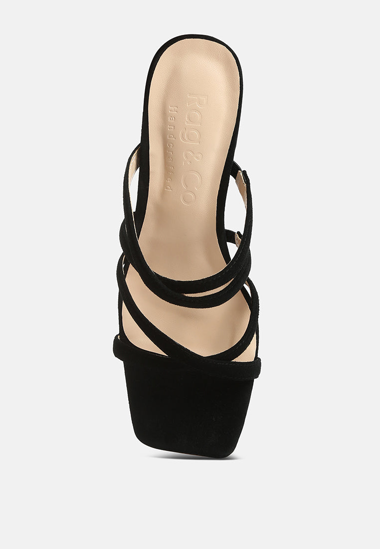 valentina strappy casual block heel sandals in Black#color_black