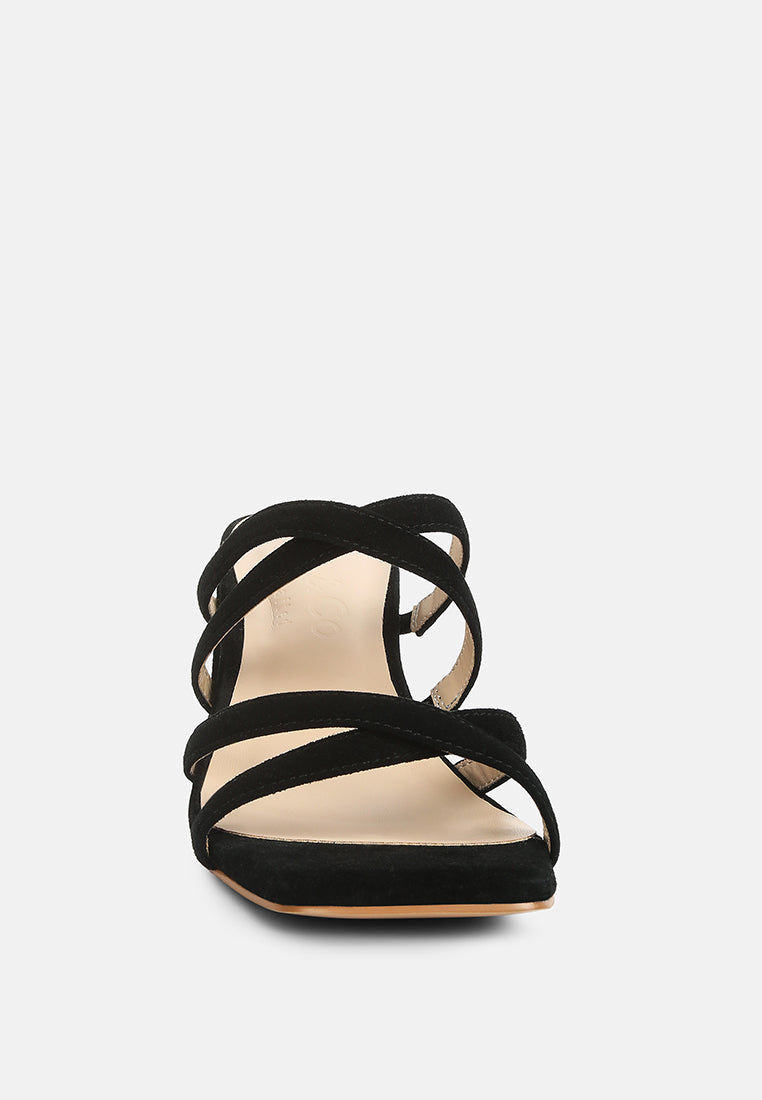 valentina strappy casual block heel sandals in Black#color_black