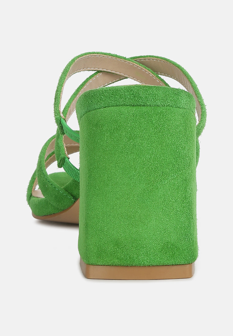 valentina strappy casual block heel sandals in Green#color_green