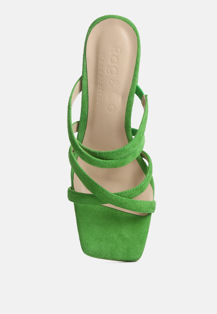 valentina strappy casual block heel sandals in Green#color_green