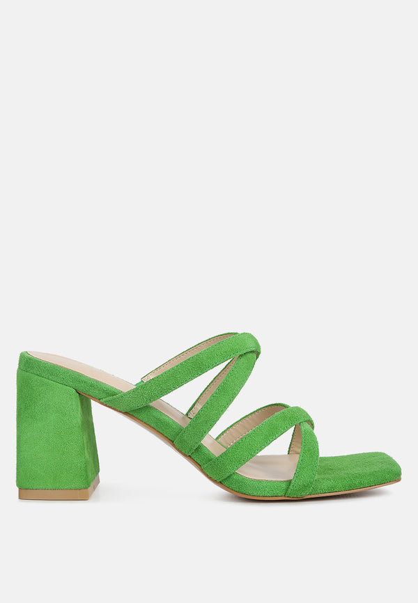 valentina strappy casual block heel sandals in Green#color_green