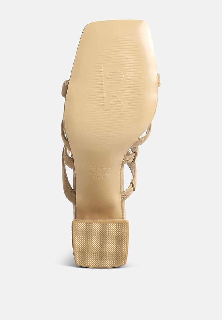 valentina strappy casual block heel sandals in Tan#Color_tan